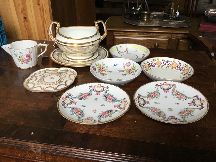 A collection of assorted English and Continental porcelain, comprising an early 19th Century Derby