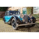 A 1938 Alvis Speed 25 four saloon motor car, 3,571cc, two-tone black and RAF blue livery,
