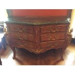 A 19th century french kingwood veneered and marble top commode in manner of Louis XV, bombe