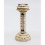 An antique ivory desk thermometer and compass combined, signed R. Ashburne, Liberpool, height 11cm