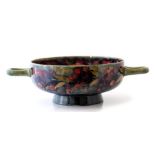 A Moorcroft twin-handled pomegranate bowl, circa 1915, green script signature, width 30cm