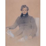 Fanny Doetger Corbaux (British, 1812-1883), portrait of a gentleman, three-quarter length seated,