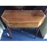 A 19th Century flamed mahogany and satinwood inlay octagonal card table, folding octagonal top