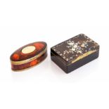 A Victorian gold mounted tortoiseshell rectangular trinket box wit floral piquework in silver and