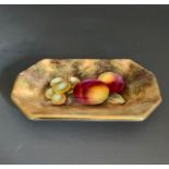 A Royal Worcester oblong pin tray painted with fruit , signed John Freeman, date code  1938, 11.