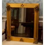 An early 19th Century wall looking glass of Masonic interest, circa 1820, applied Masonic motifs,