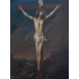 Manner of Sir Anthony van Dyk, The Crucifixion, oil on canvas laid down on board, 90 by 67cm, framed
