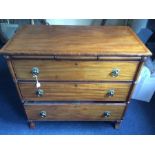 A 19th C Continental mahogany commode in "Regence Style", The rectangular top ebony strung and