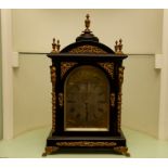 A mid to late 19th Century musical bracket clock by Smith & Sons, Clerkenwell, ebonised case of