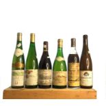 A selection of six mixed wines.