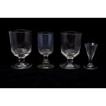 Seven assorted 18th Century and later drinking glasses, to include a pair of amethyst glass
