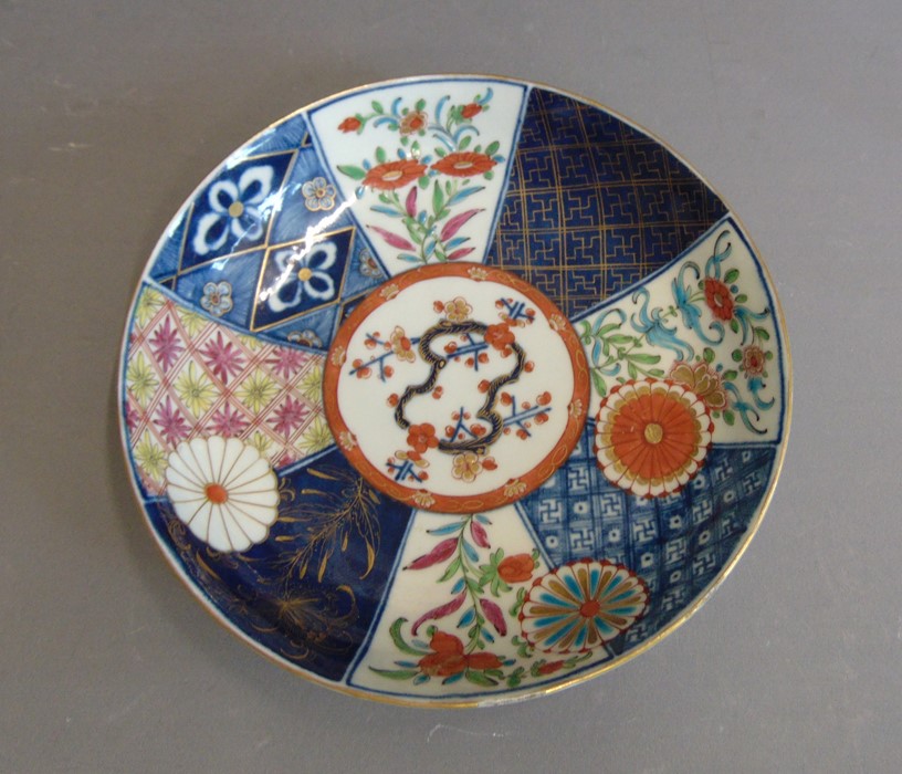 A Worcester tea cup and saucer painted with a version of the Old Mosaic pattern, circa 1768-72, - Image 2 of 7