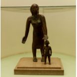 John Doubleday (British, 1947), mother and child, signed and dated 1974, bronze, mounted on a