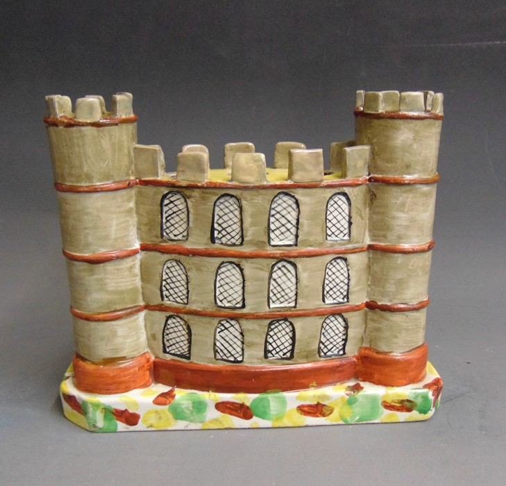 An early Staffordshire castellated Mansion house or Castle  circa 1830, 16cm high 19cm wide - Image 2 of 3