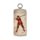 A late Victorian silver vesta case of golfing interest, of rectangular form, the front with an inset