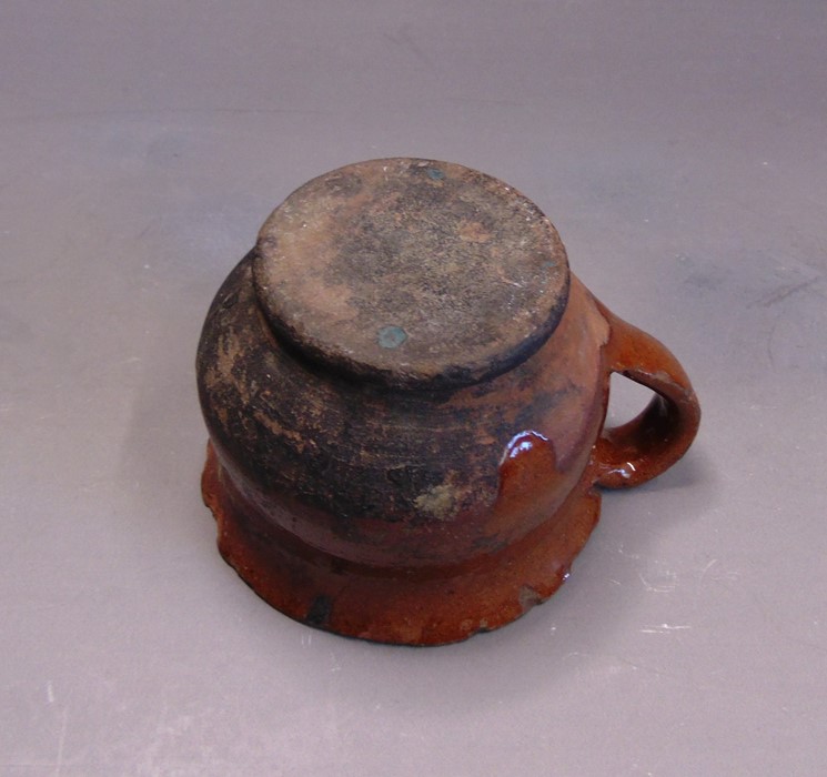 Post Medieval pottery, a mortar, an earthenware lead glazed cup and a black glazed Jug, mortar 16. - Image 5 of 7