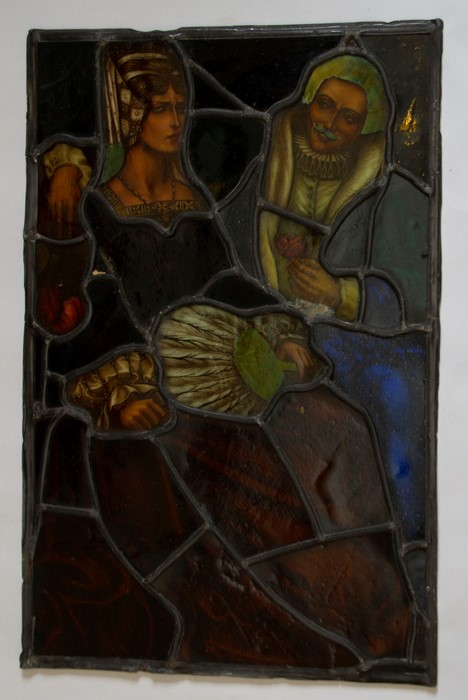 A series of panels of leaded stained glass by Sheila Willford, designs to include four oval portrait - Image 7 of 8