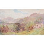 Cuthbert Rigby (British, 1850-1935), a mountainous landscape, signed l.l., watercolour, 26 by