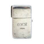William Comyns, an Edwardian silver vesta case of rectangular from with folding front cover,