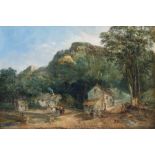 Alfred Vickers Snr (British, 1786-1868), 'Cromford, Derbyshire', titled verso, oil on canvas, 36