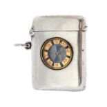 A late Victorian silver vesta case, the front inset with a compass, maker A & J. Zimmerman,