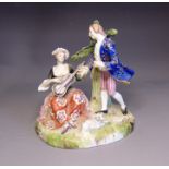 A Samson of Paris porcelain group of a lady musician with a lamb at her feet and her male