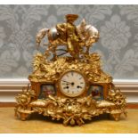 A late 19th Century French gilt metal eight day bracket clock, of Rococo Revival design, circa 1870,