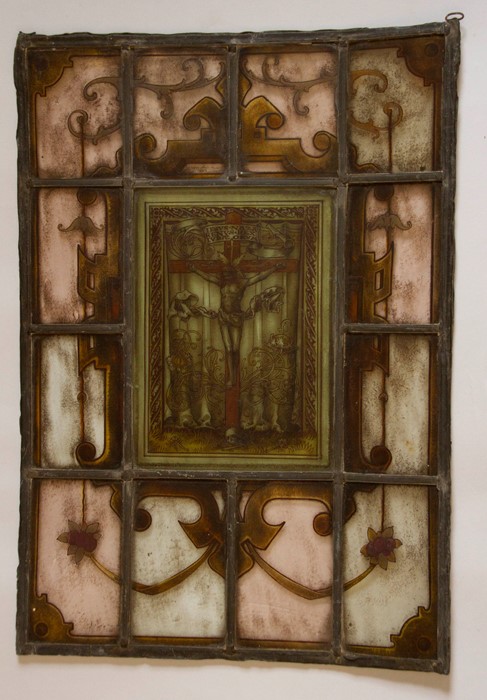 A series of panels of leaded stained glass by Sheila Willford, designs to include four oval portrait - Image 6 of 8