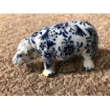 A faience small model of a strolling bear, late 19th/early 20th Century, script mark to base,