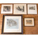 Collection of five framed prints, comprising: Cecil Aldin (1870-1935), Talbot Inn, Chaddesley-