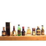 14 Bottles miniature liqueurs. Whiskey & Brandy.