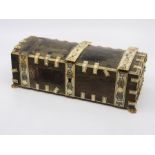 A late 19th/early 20th Century Anglo-Indian Vizagapatam table casket, ivory studded strapwork over a