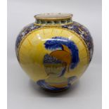 An Italian maiolica pottery portrait vase, Deruta type, 19th Century, ovoid, each side with a
