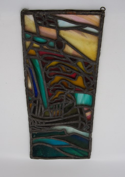 A series of panels of leaded stained glass by Sheila Willford, designs to include four oval portrait - Image 8 of 8