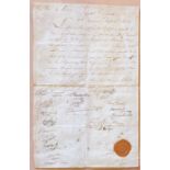 French Revolutionary Wars Interest. Manuscript document on laid/chain-lined paper bearing wax