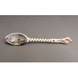 A rare Meissen spoon, the bowl painted with a Kauffahrtei scene of merchants by a quayside, the