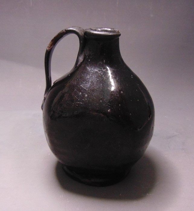 Post Medieval pottery, a mortar, an earthenware lead glazed cup and a black glazed Jug, mortar 16. - Image 6 of 7