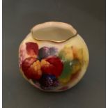 A Royal Worcester vase painted with autumnal leaves and berries, shape G161, signed Kitty Blake,