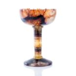 A 19th Century Blue John chalice, the goblet style chalice, knop stem, constructed from sections
