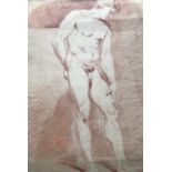 Attributed to Louis-Claude Vasse, an Academy study of a classical male nude standing, circa 1742,