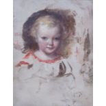 English School, early 19th Century, portrait sketch of a child, head and shoulders, oil on board, 16