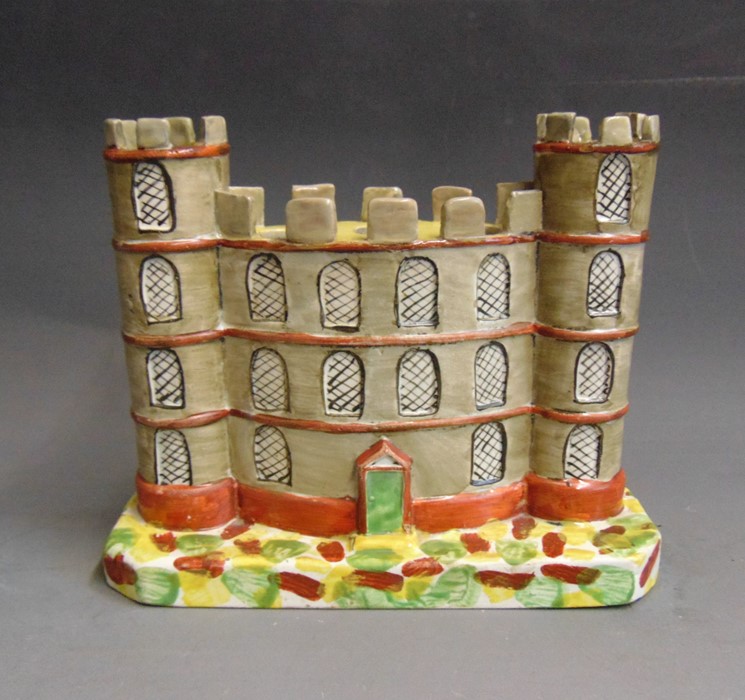 An early Staffordshire castellated Mansion house or Castle  circa 1830, 16cm high 19cm wide