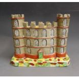 An early Staffordshire castellated Mansion house or Castle  circa 1830, 16cm high 19cm wide