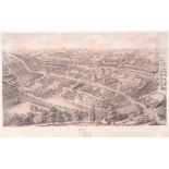 University and City of Oxford, bird's-eye view, aquatint etching after Nathaniel Whittock, dedicated