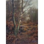 Walter Boodle (British, 8162-1914), 'A Woodland Stream', signed l.r., oil on panel,  35 by 26cm,