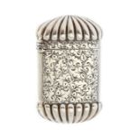 A late Victorian silver vesta case, gadroon ends, bright cut scrollwork to the front, maker Colen