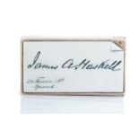 Sampson Mordan, a late Victorian novelty silver vesta case, inset enamel calling card for James A.