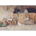 Italian School, circa 1900, the drunken friar, indistinctly signed l.r., watercolour and bodycolour,