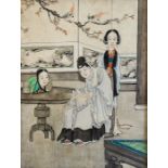 A series of eleven Chinese watercolours, Republic period, on silk laid onto paper depicting young