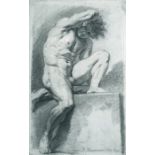 Oreste Kiprensky (Russian, 1778-1836), study of a male nude upon a plinth, signed l.r., charcoal, 48